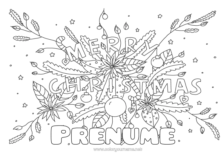 Pagină de colorat de imprimat Crăciun Frunze