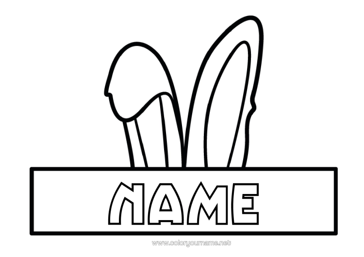 Colouring page to print Rabbit Animal Easter Easy Colouring Pages Forest Animals Sign