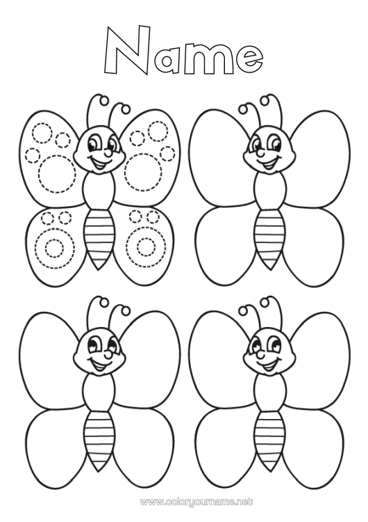 Colouring page to print Butterfly Children's Activities Animal Easy Colouring Pages Insects