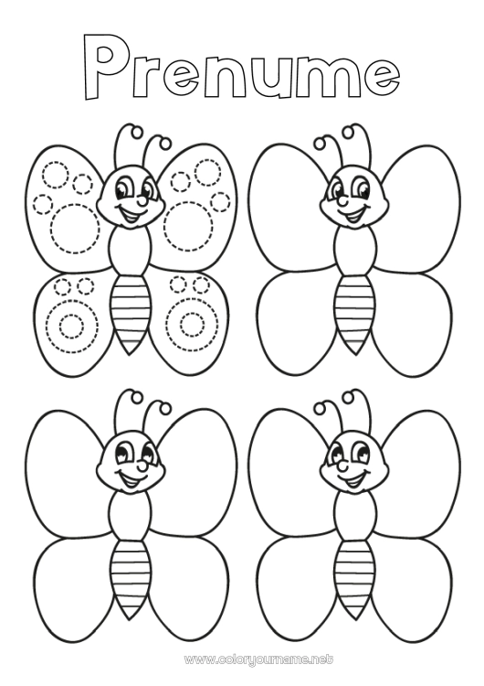 Pagină de colorat de imprimat Fluture Activități pentru copii Animal Desene de colorat ușoare Insecte