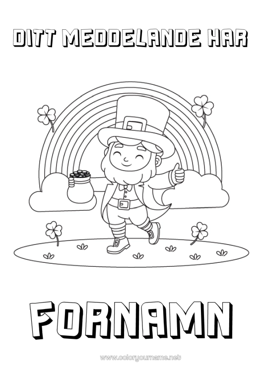 Färgläggningssida att skriva ut Klee Irland Sankt Patriks fest Regnbåge