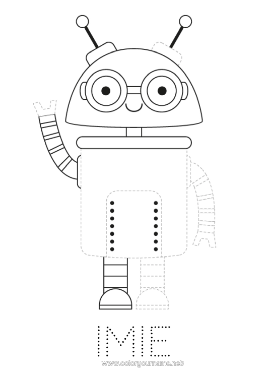 Kolorowanka do wydruku Robot Aktywności dla dzieci Łatwe kolorowanki Śledź i koloruj