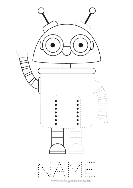 Colouring page to print Robot Children's Activities Easy Colouring Pages Trace And Colour.