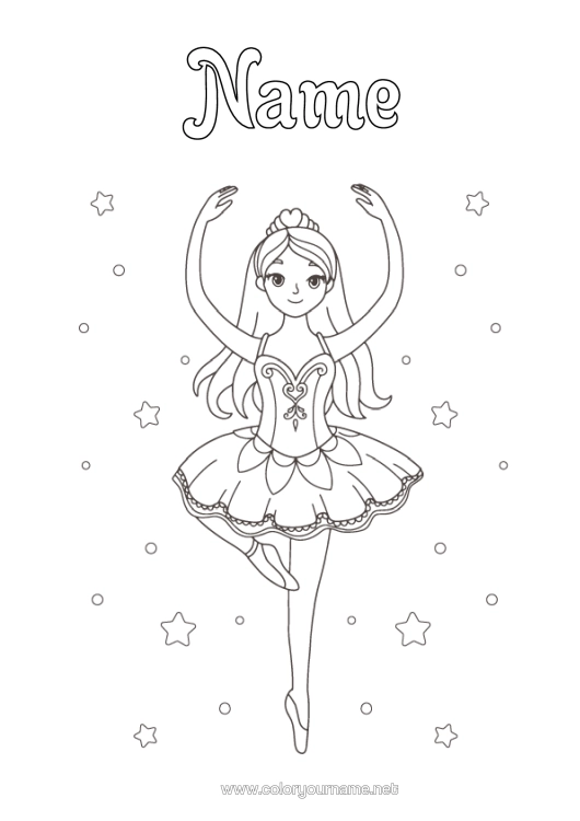 Colouring page to print Sport Dance Girl Artistic Sports