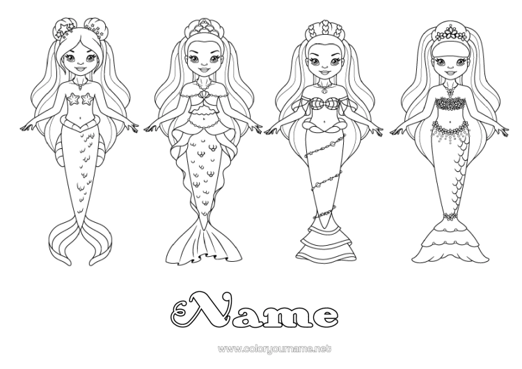 Colouring page to print Siren Games And Toys Doll