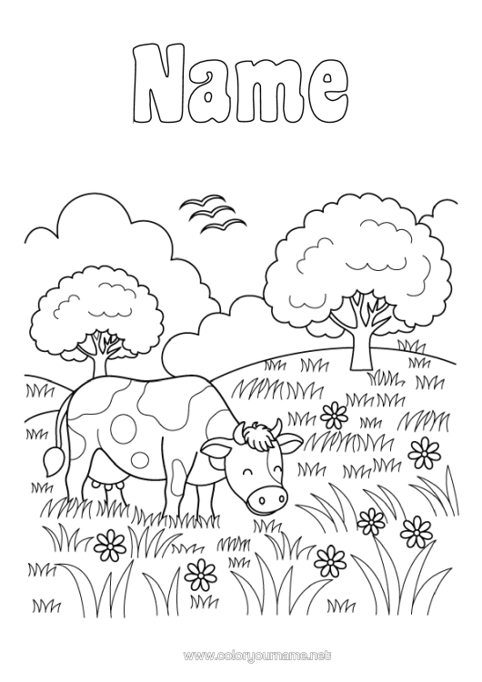 Colouring page to print Animal Cow Farm Animals