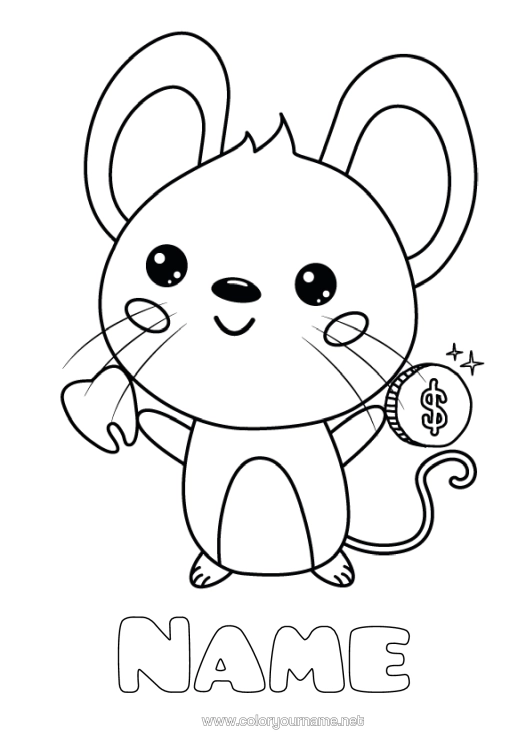 Colouring page to print Milk Tooth Little Mouse