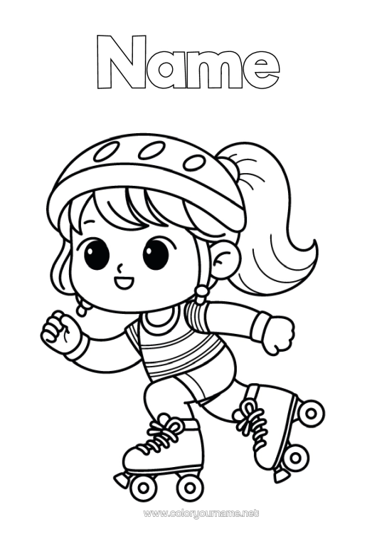 Colouring page to print Sport Girl Roller