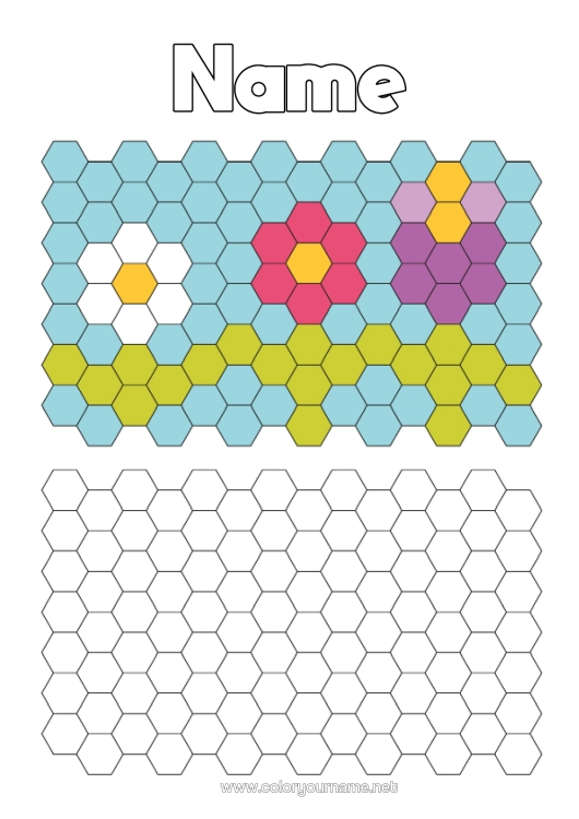 Colouring page to print Flowers Spring Children's Activities Symmetry Colouring With Template