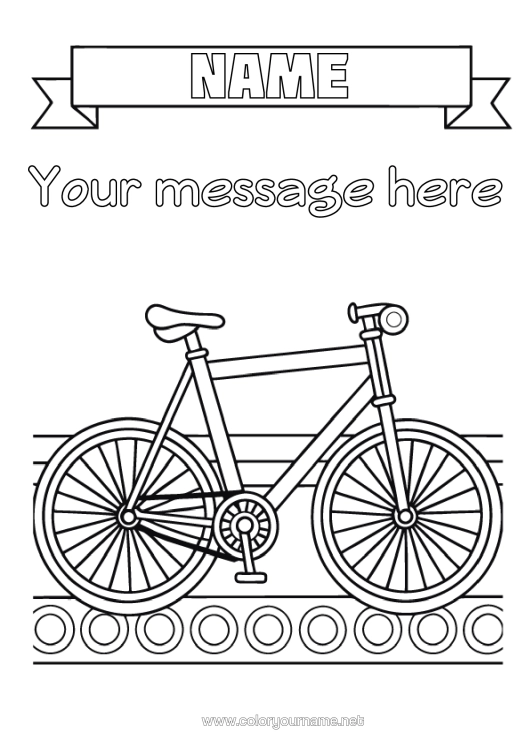 Colouring page to print Vehicles Bicycle Two-Wheeled Vehicles
