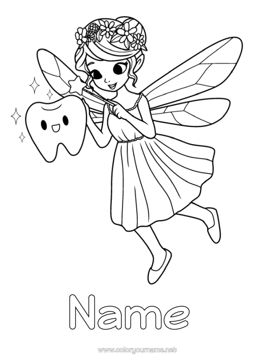 Colouring page to print Milk Tooth Tooth Fairy
