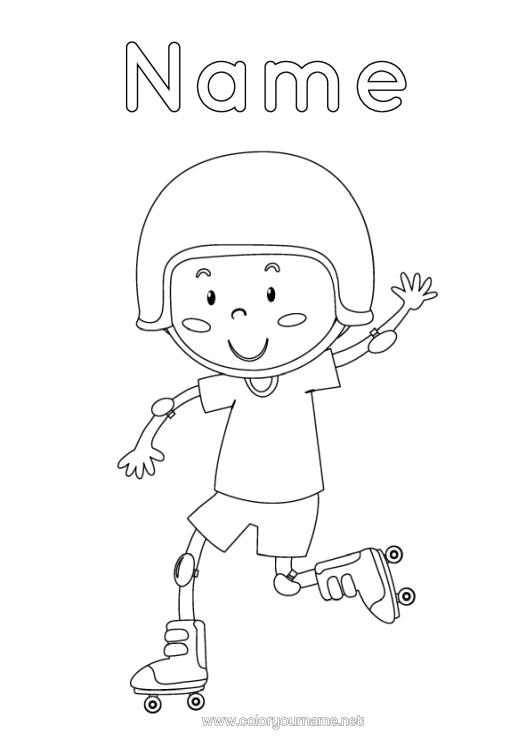 Colouring page to print Sport Boy Roller Headset