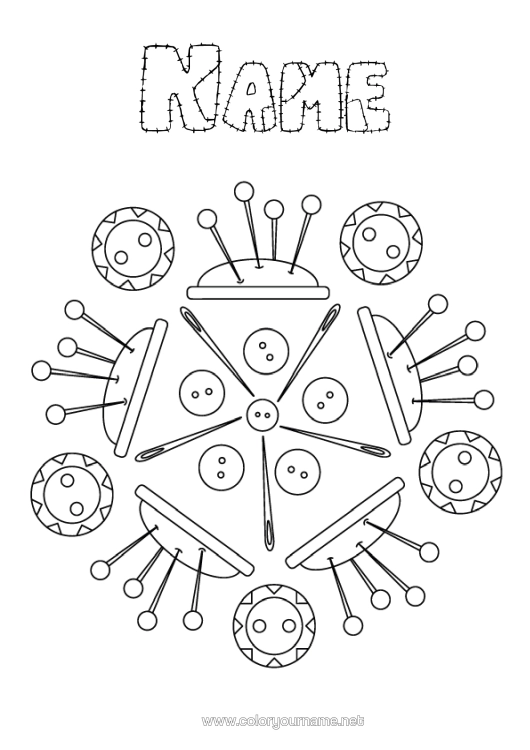 Colouring page to print Mandala Sewing