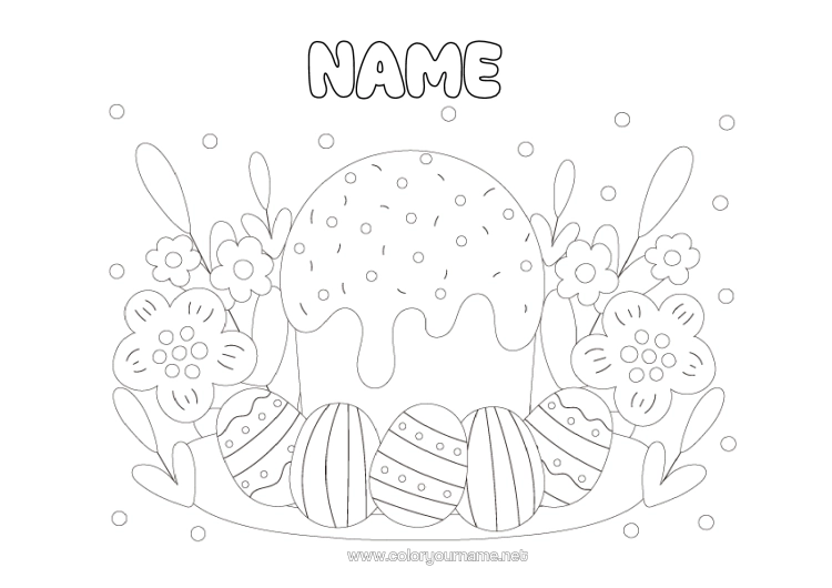 Colouring page to print Cake Easter Eggs Easter