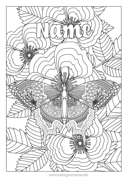 Colouring page to print Calm And Zen Butterfly Animal Complex Colouring Pages Zentangle Insects
