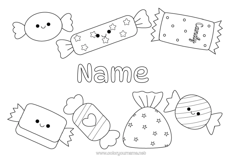Colouring page to print Sweets Cute Treats, Sweets