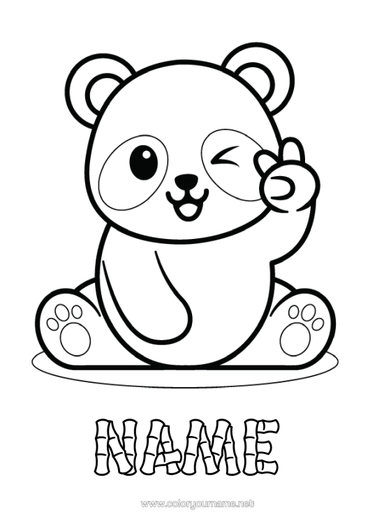Colouring page to print Cute Animal Panda Easy Colouring Pages Other Animals Of The World