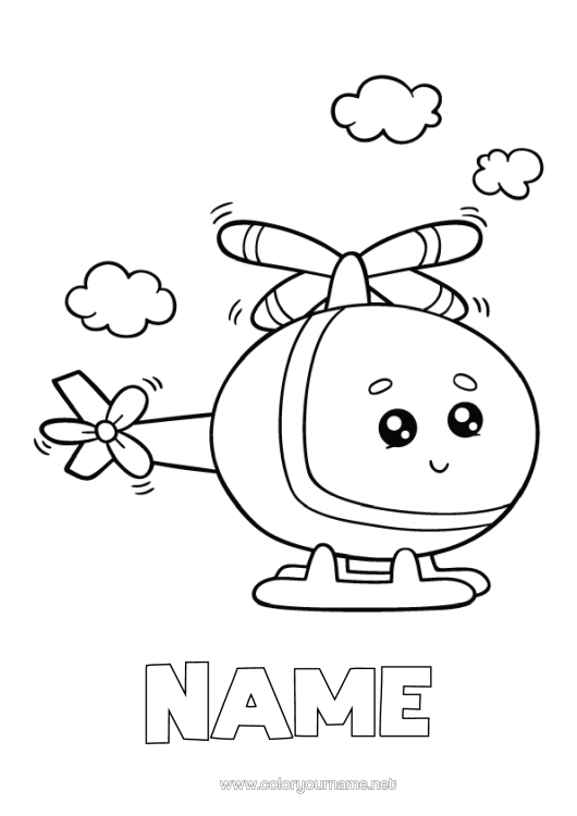 Colouring page to print Vehicles Helicopter Easy Colouring Pages Aerial Vehicles