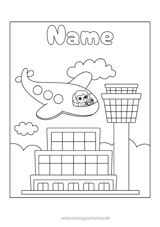 Colouring page to print Aeroplane Vehicles Aerial Vehicles Airport