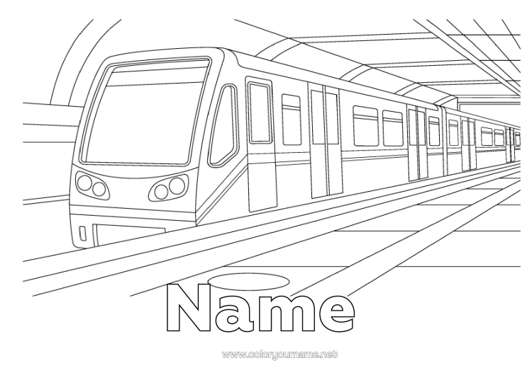 Colouring page to print Vehicles Train Land Public Transport Tube Station
