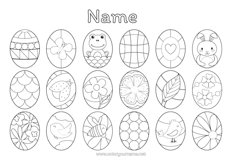 Colouring page to print Children's Activities Animal Easter Eggs