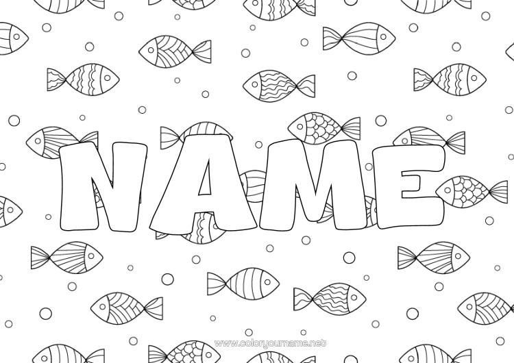 Colouring page to print Animal Fish April Fool's Day Marine Or Aquatic Animals Decorative Background
