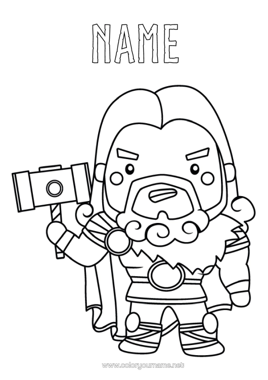 Colouring page to print Viking History Norse Mythology God