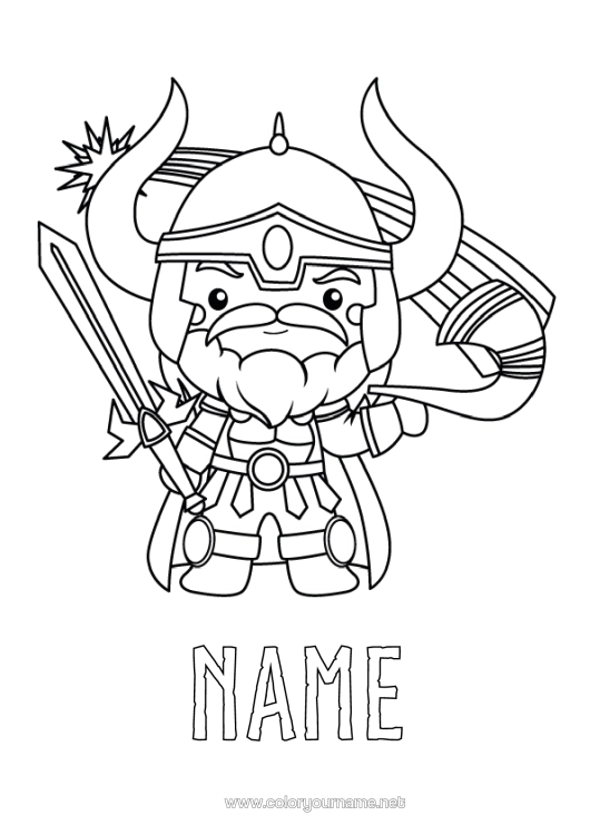 Colouring page to print Viking History Norse Mythology God