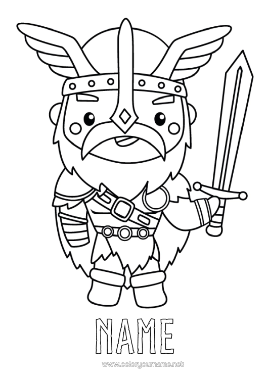 Colouring page to print Viking History Norse Mythology God