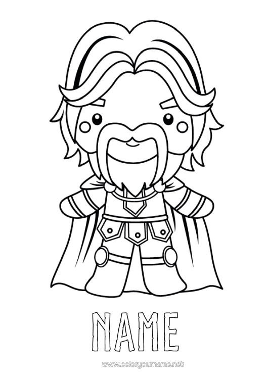 Colouring page to print Viking History Norse Mythology God