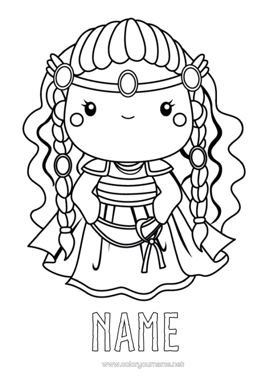 Colouring page to print Viking History Woman Norse Mythology God