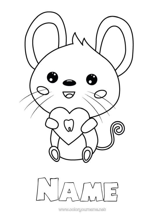 Colouring page to print Milk Tooth Little Mouse Tooth Fairy