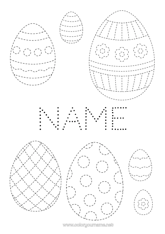 Colouring page to print Children's Activities Connecting Points Easter Eggs Easter Easy Colouring Pages Trace And Colour.