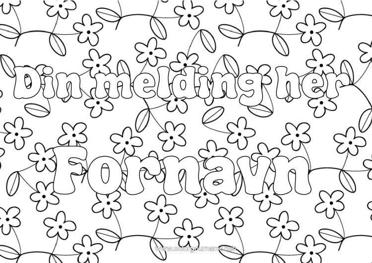 Fargeleggingssiden til utskrift Blomster Vår Dekorert navn Dekorativ bakgrunn