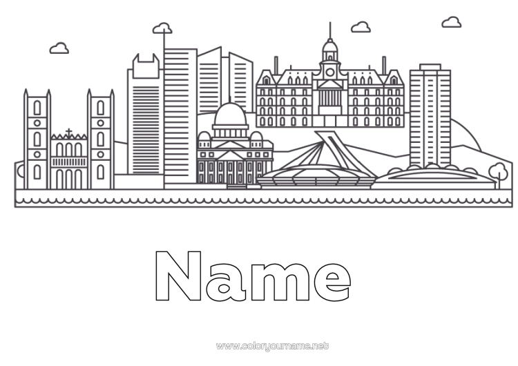 Colouring page to print Canada Monument City Of The World Skyline