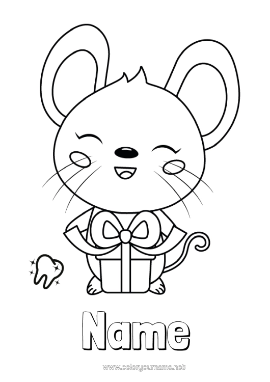 Colouring page to print Milk Tooth Little Mouse Tooth Fairy