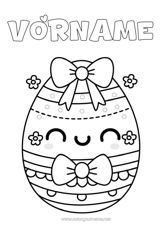 Malvorlage zum Ausdrucken Kawaii Großes Osterei Einfache Ausmalbilder