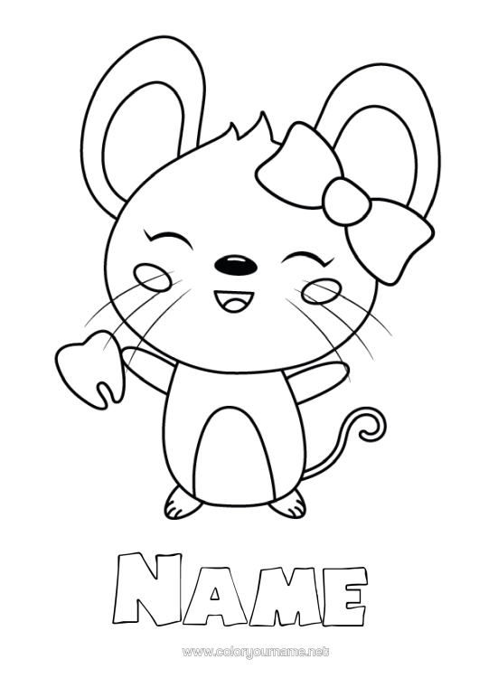 Colouring page to print Milk Tooth Little Mouse Tooth Fairy