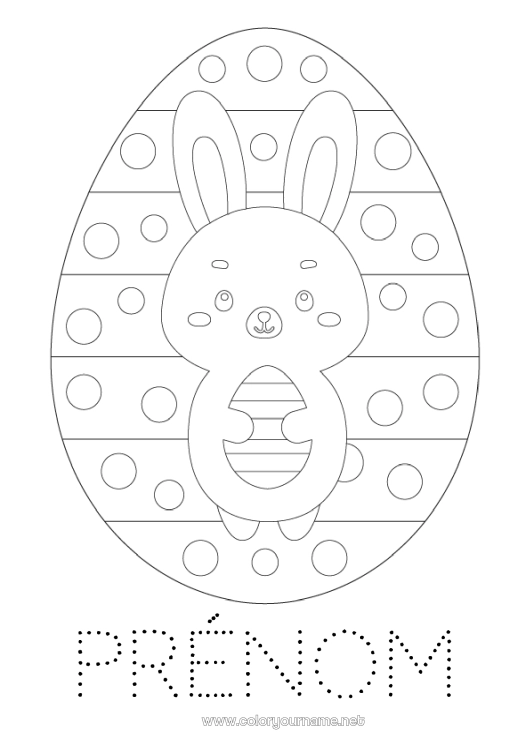 Coloriage à imprimer Lapin Activités enfants Points à relier Gros oeuf de Pâques Coloriages faciles Animaux de la forêt Cercle, rond