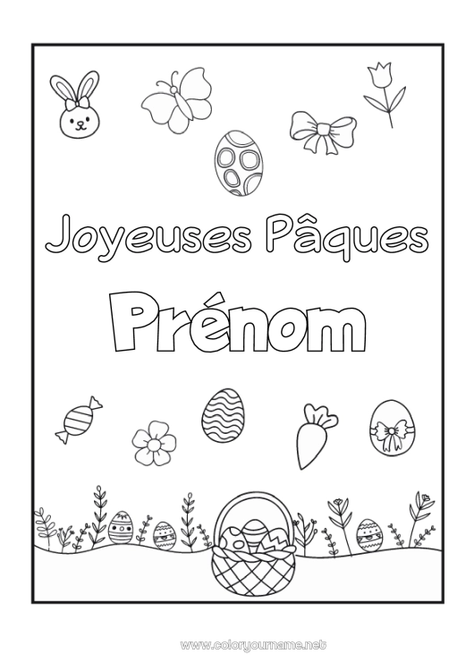 Coloriage à imprimer Kawaii Oeufs de Pâques Pâques