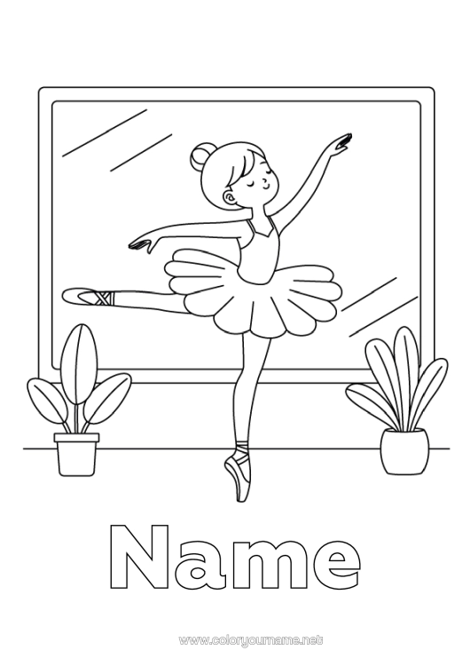 Colouring page to print Sport Dance Girl Artistic Sports