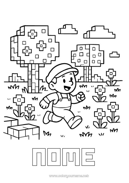 Página de desenho para imprimir Pixel Art Jogo de vídeo