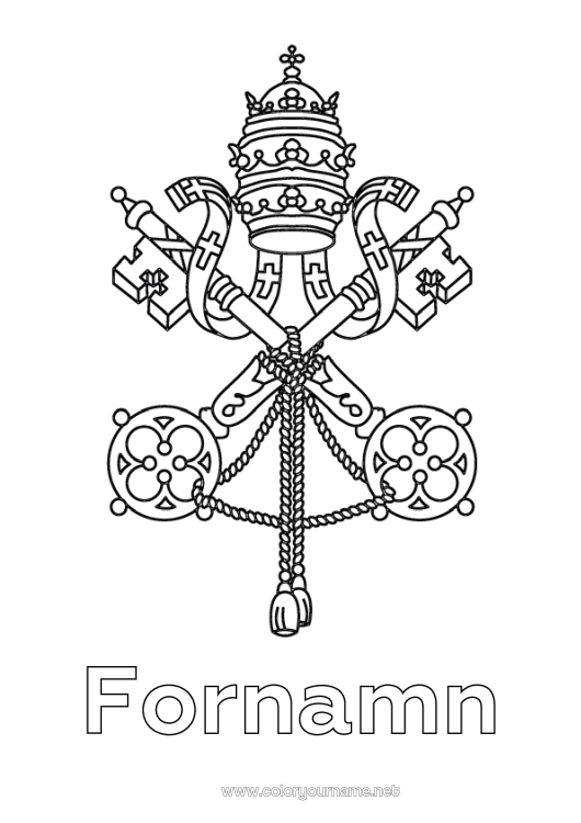 Färgläggningssida att skriva ut Geografi Symboler Land Vatikanen