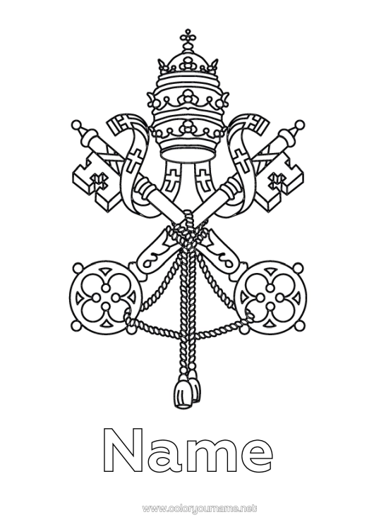 Colouring page to print Geography Symbols Country Vatican