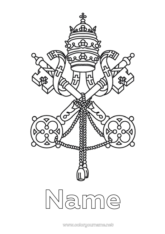 Coloring page to print Geography Symbols Country Vatican