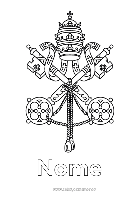 Página de desenho para imprimir Geografia Símbolos País Vaticano