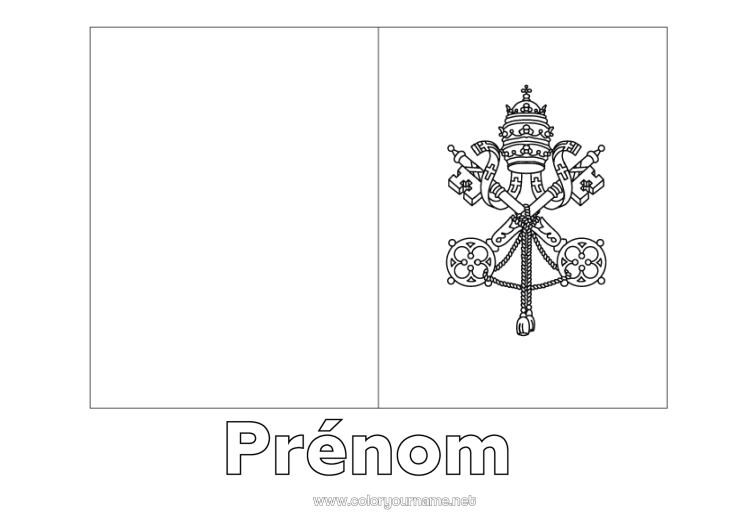 Coloriage à imprimer Géographie Drapeau Pays Vatican