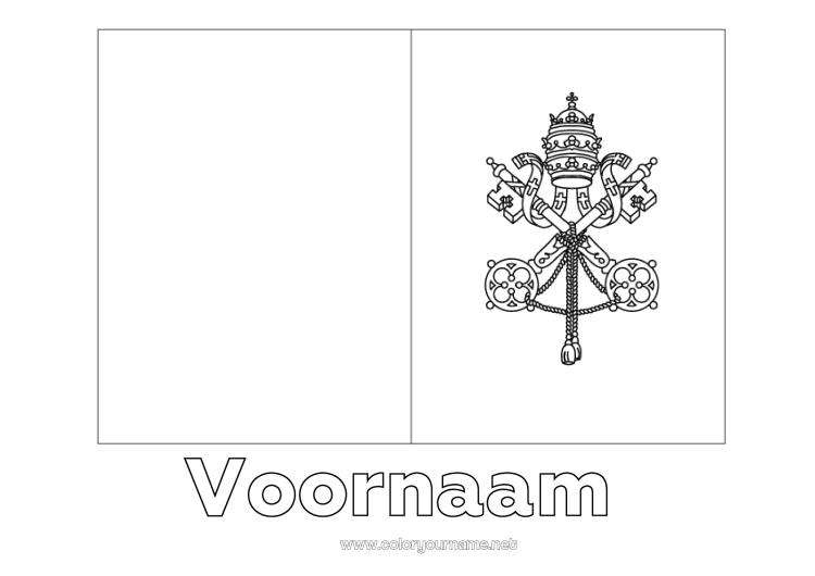 Kleurplaat om af te drukken Geografie Vlag Land Vaticaan