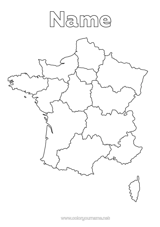 Colouring page to print Geography France Country Map Of Countries