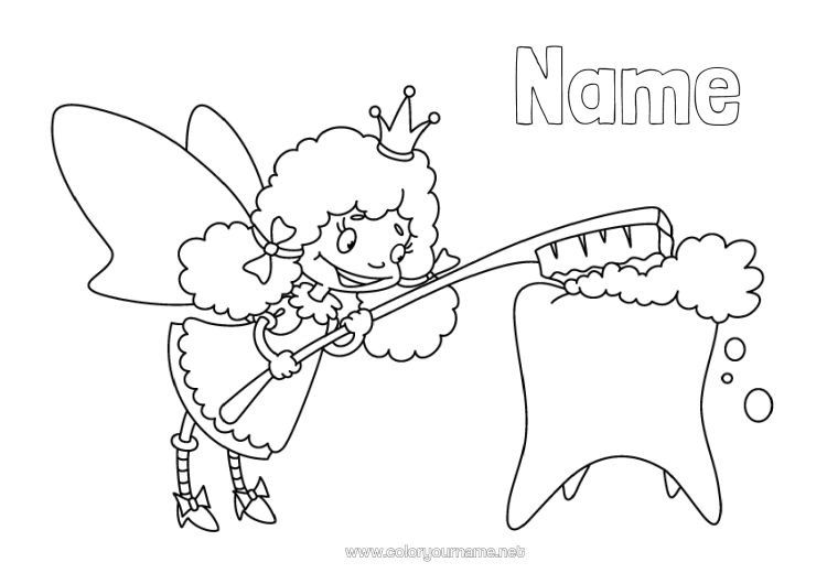 Colouring page to print Milk Tooth Little Mouse Tooth Fairy